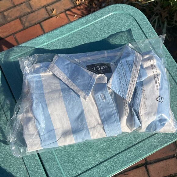 J Crew Relaxed Fit Cropped Shirt in Barlow Stripe NWT - Picture 4 of 5